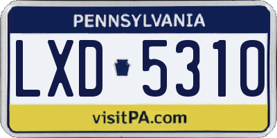 PA license plate LXD5310