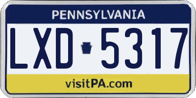 PA license plate LXD5317