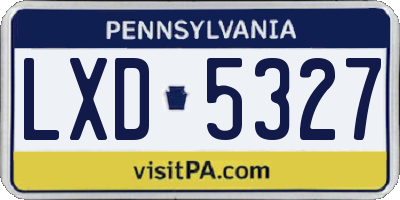 PA license plate LXD5327