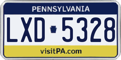 PA license plate LXD5328