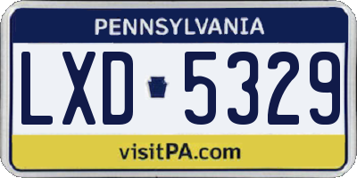 PA license plate LXD5329