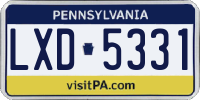 PA license plate LXD5331