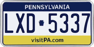 PA license plate LXD5337