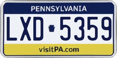 PA license plate LXD5359