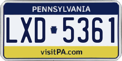 PA license plate LXD5361