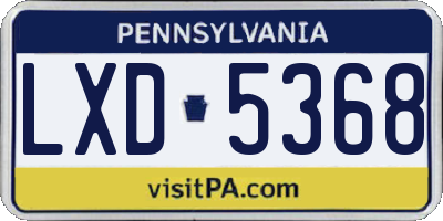 PA license plate LXD5368