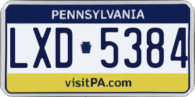 PA license plate LXD5384