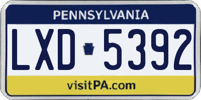 PA license plate LXD5392