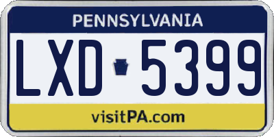 PA license plate LXD5399