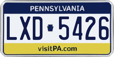 PA license plate LXD5426