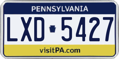 PA license plate LXD5427