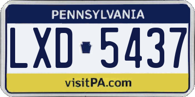 PA license plate LXD5437