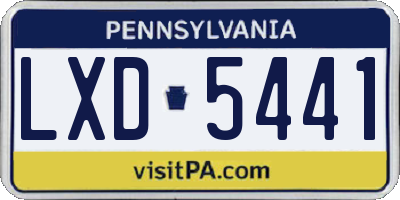 PA license plate LXD5441