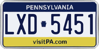 PA license plate LXD5451