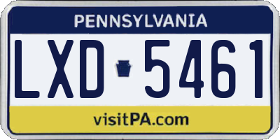 PA license plate LXD5461