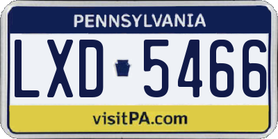 PA license plate LXD5466