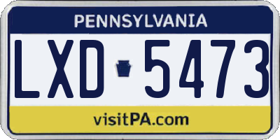 PA license plate LXD5473