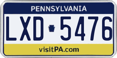PA license plate LXD5476
