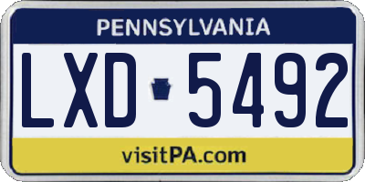 PA license plate LXD5492