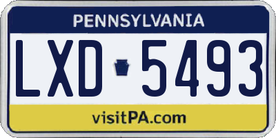 PA license plate LXD5493