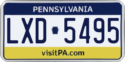 PA license plate LXD5495