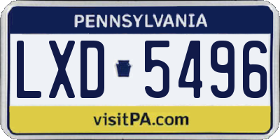 PA license plate LXD5496