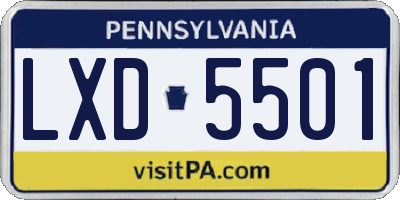 PA license plate LXD5501