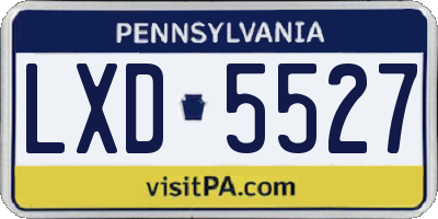 PA license plate LXD5527