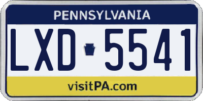 PA license plate LXD5541