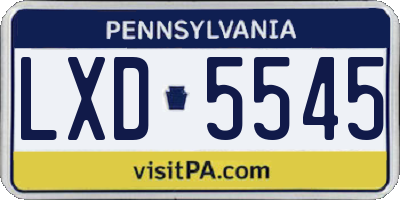 PA license plate LXD5545