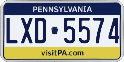 PA license plate LXD5574