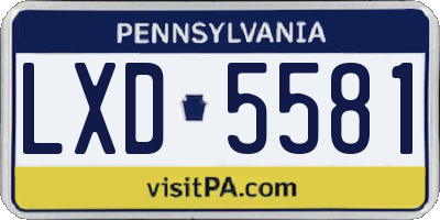 PA license plate LXD5581
