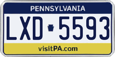 PA license plate LXD5593
