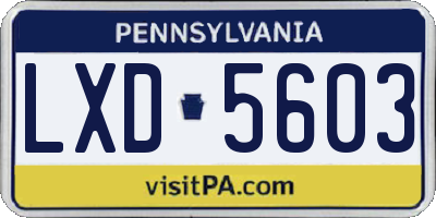 PA license plate LXD5603