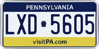 PA license plate LXD5605