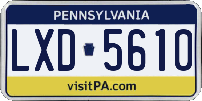 PA license plate LXD5610