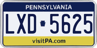 PA license plate LXD5625