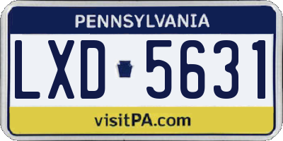 PA license plate LXD5631