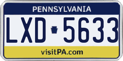 PA license plate LXD5633