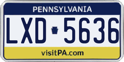 PA license plate LXD5636