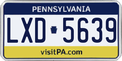 PA license plate LXD5639