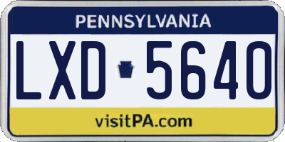 PA license plate LXD5640