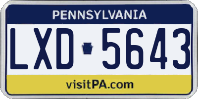 PA license plate LXD5643