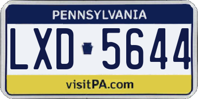 PA license plate LXD5644
