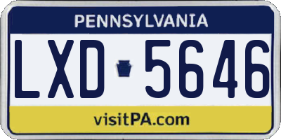 PA license plate LXD5646