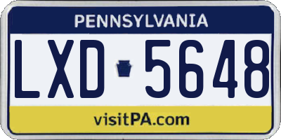 PA license plate LXD5648
