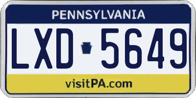 PA license plate LXD5649
