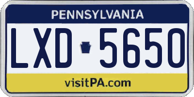 PA license plate LXD5650