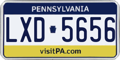 PA license plate LXD5656