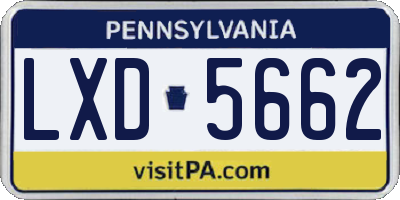 PA license plate LXD5662